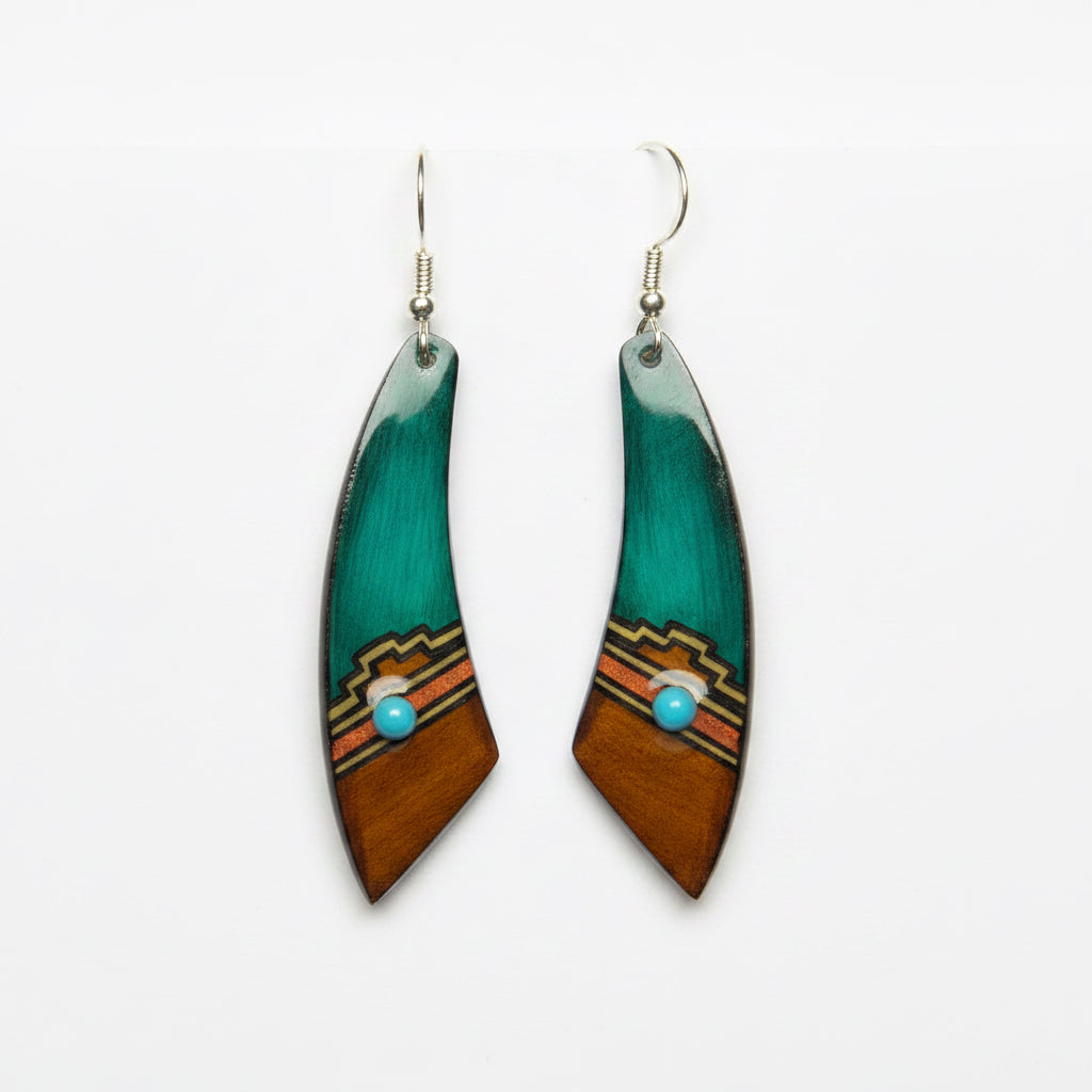 Antler Large Dagger Earrings - Teal
