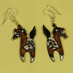 Brown Prancing Pony Earrings - Handmade Moose Antler Jewelry