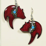 Black Bear Earrings - Teal - Handmade Moose Antler Jewelry