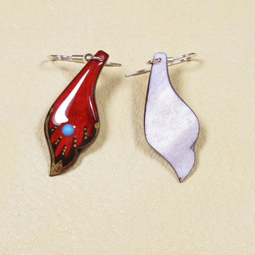 Red Elegant Leaf Earrings - Handmade Moose Antler Jewelry