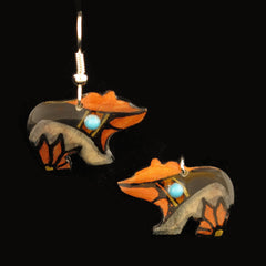 Copper Walking Bear Earrings - Handmade Moose Antler Jewelry