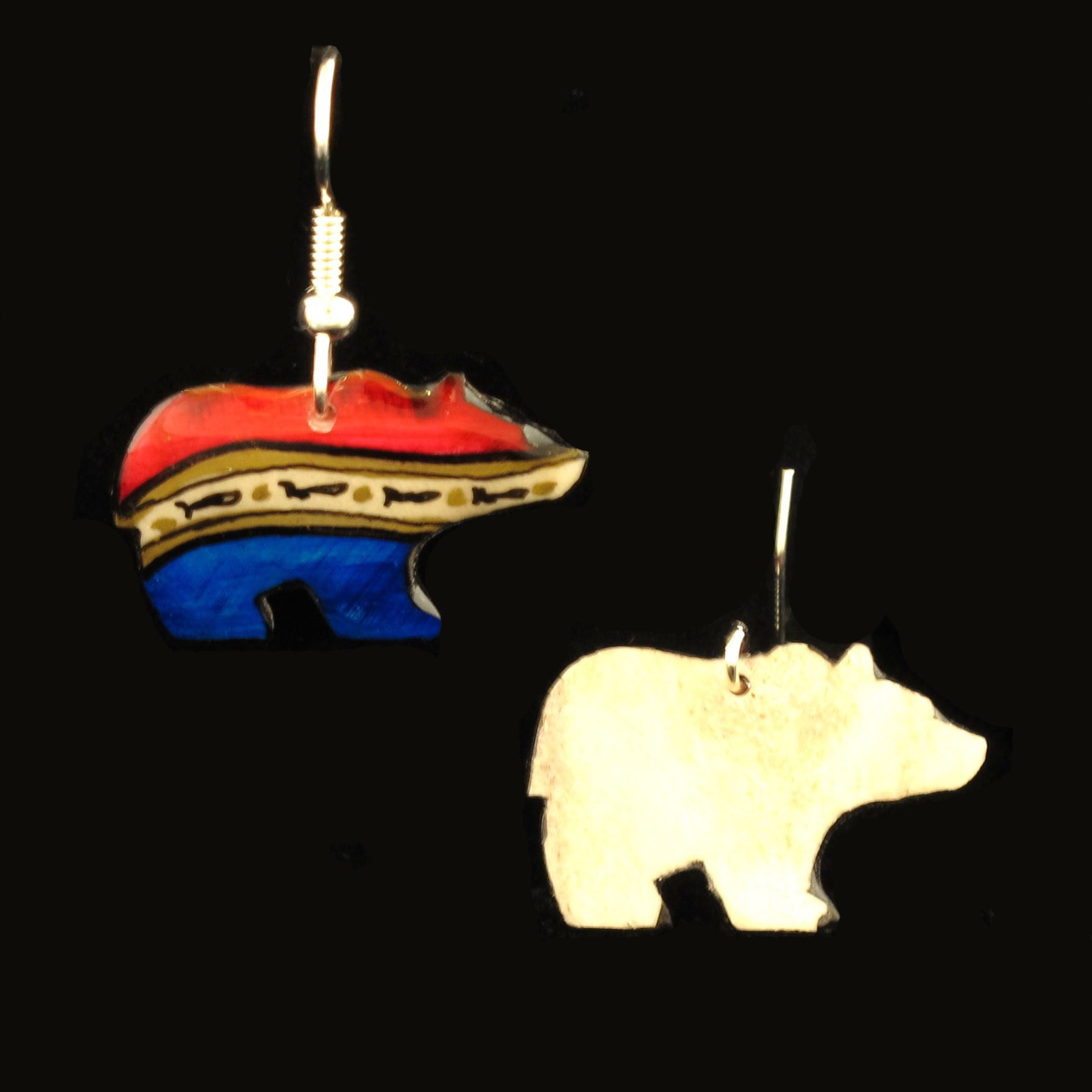 Red White & Blue Walking Bear - Hand Made Moose Antler Jewelry