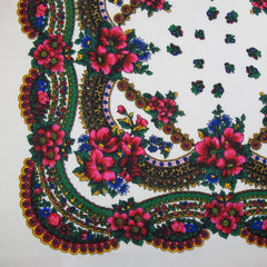 Floral Scarf White 30"x30"